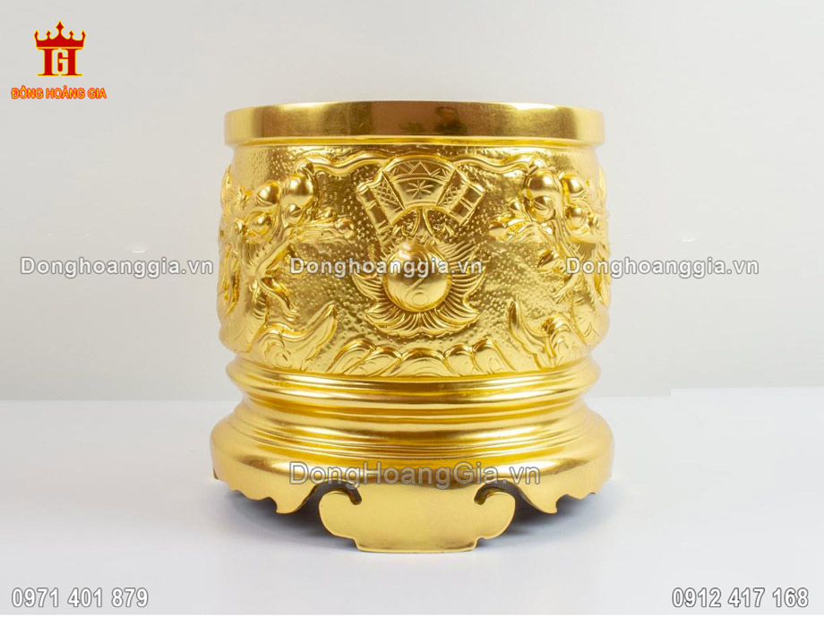 Mẫu bát hương bằng đồng dát vàng 24K hàng cao cấp nhất tại Hoàng Gia